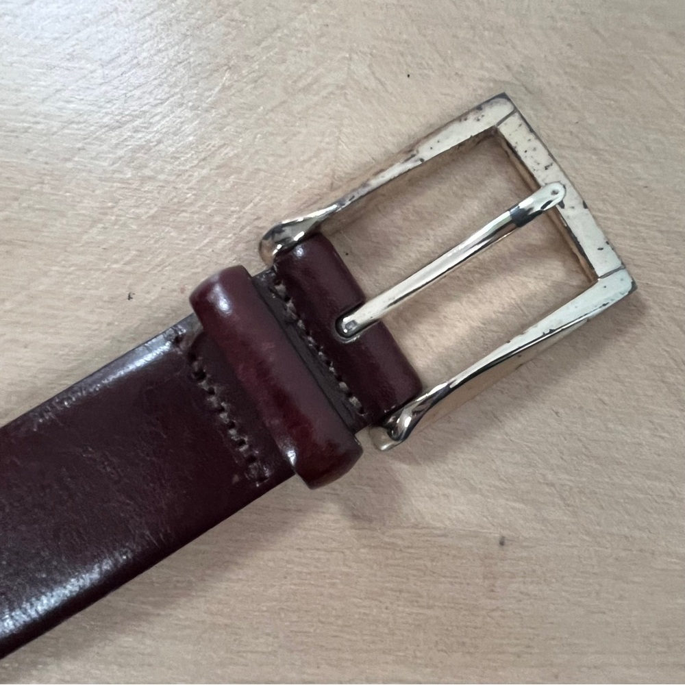 Trafalgar Brown Cortina Leather Dress Belt Silver-tone buckle Men's 38 - Picture 4 of 12